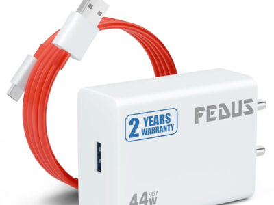 FEDUS Vivo 44W C-Type Flash Fast Charger Adapter for Vivo V40, V40 Pro, V40e, Y300 5G, Y28E, Y28S, T3 Lite, Y58, Y200 Pro, V30E, Y18I, Y18, Y18E, V30, V30 Pro, V29, Iqoo Z9X, T2 Pro, Iqoo 9, Neo 7 Pro | USB C 44 w