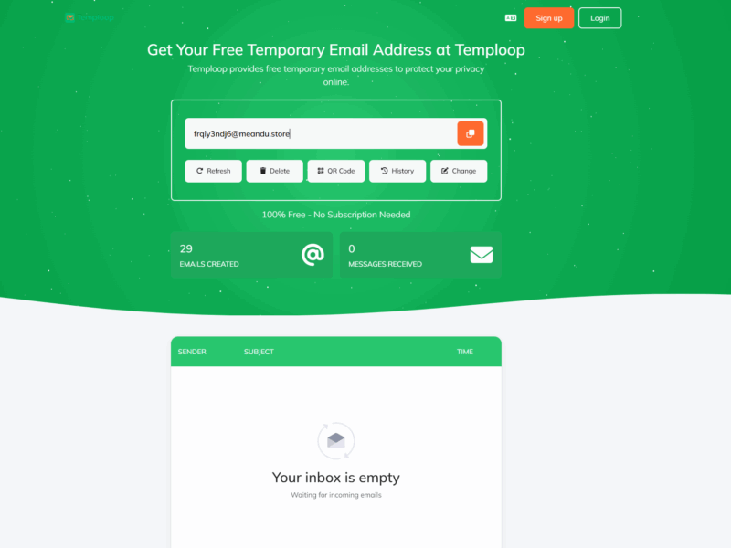 Temploop.net: Free Temporary Email Generator