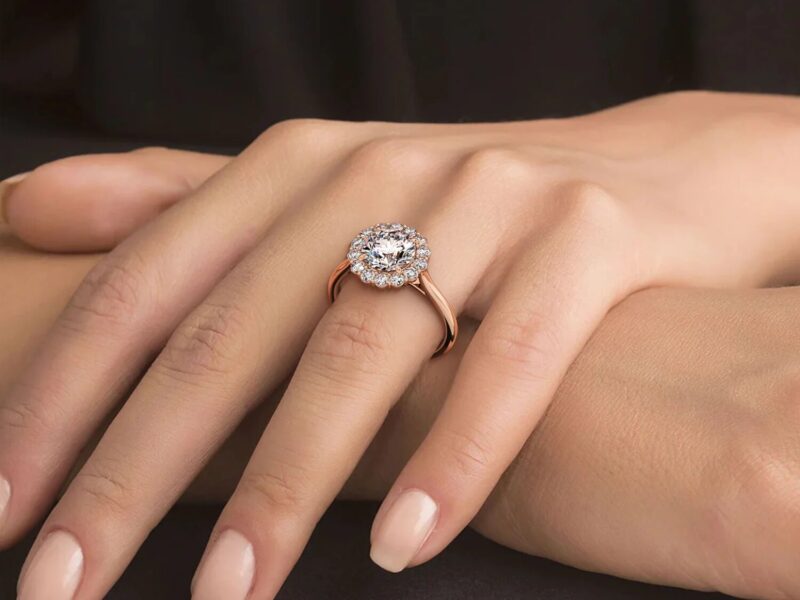 Trending Now: Rose Gold Halo Engagement Rings