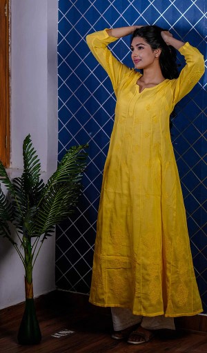 Buy online chikan kurti, chikankari - Nazrana Chikan