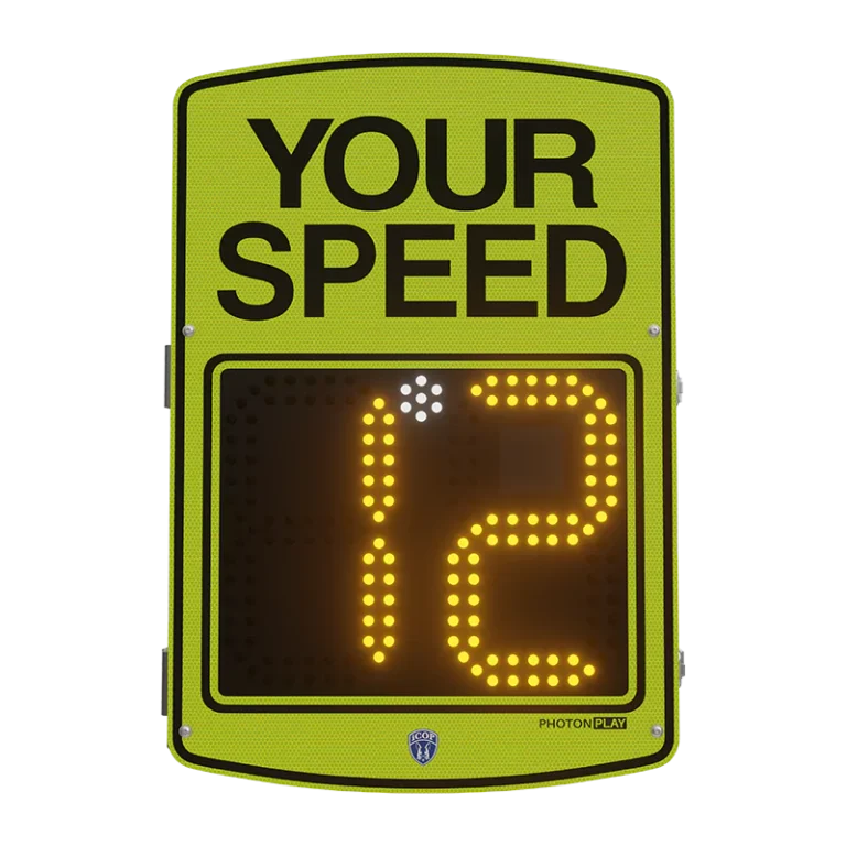 icop radar speed sign model r1200 yellow green front side 768x768