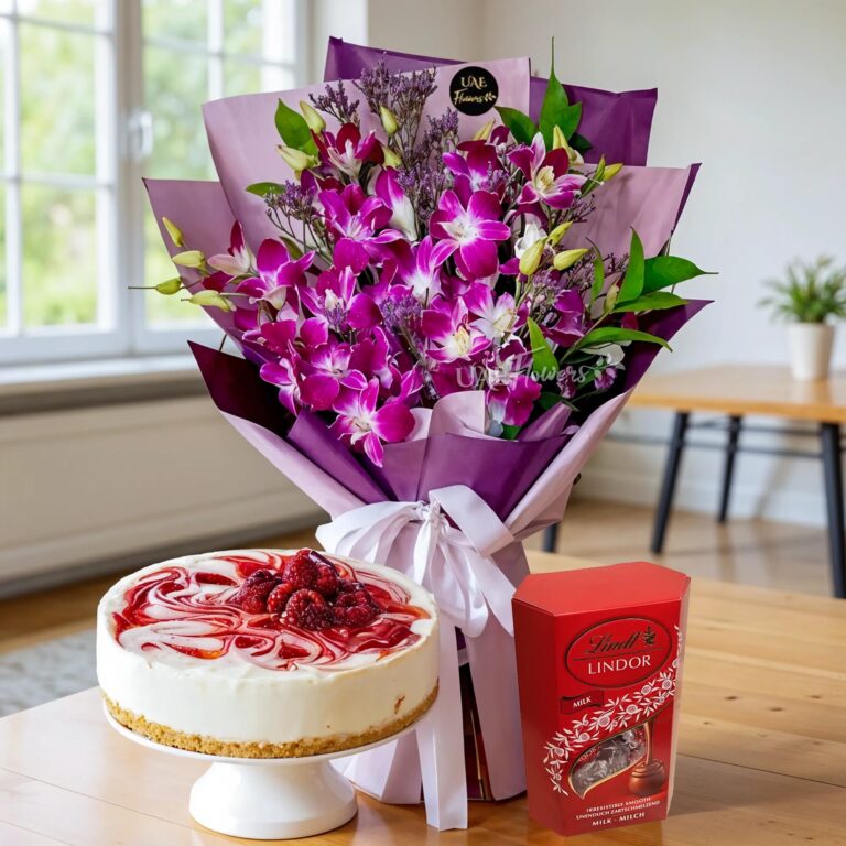 Bouquet of Purple Orchids Cake Chocolate 768x768