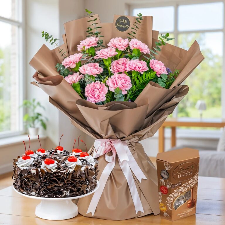 Pink Carnation Cake Lindt Lindor Assorted AED 469 768x768