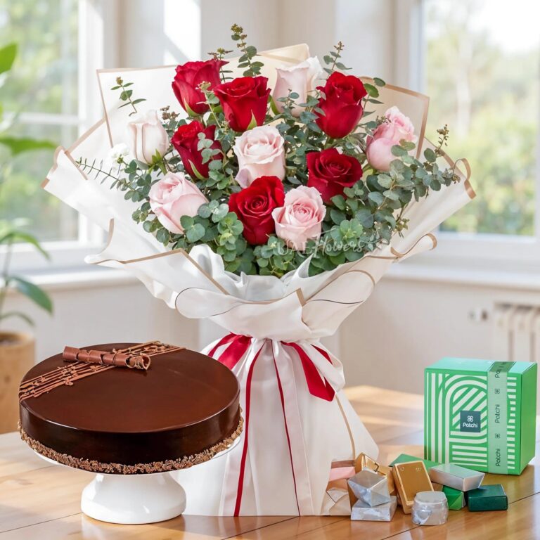 Red Pink Rose Chocolate Cake 250g Patchi Assorted 768x768