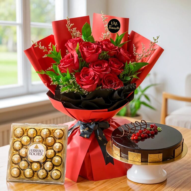 Red Rose Bouquet Chocolate Cake 1 768x768