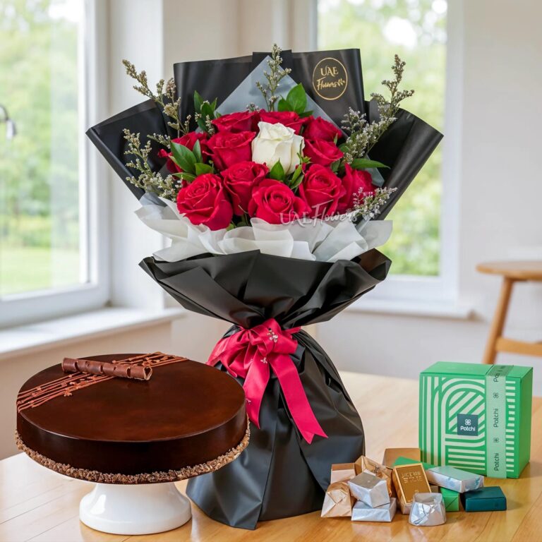 Red White Rose Cake 250g Patchi Assorted AED 525 768x768