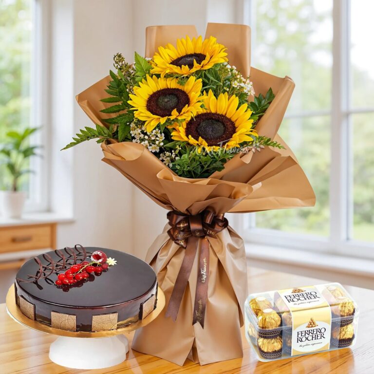 Sunflowers Chocolate Cake Ferrero Rocher AED 339 768x768